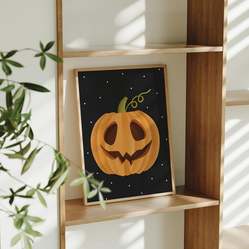 Poster Pompoen Halloween Herfst - Halloween Pompoen Gezicht Pompoen Print