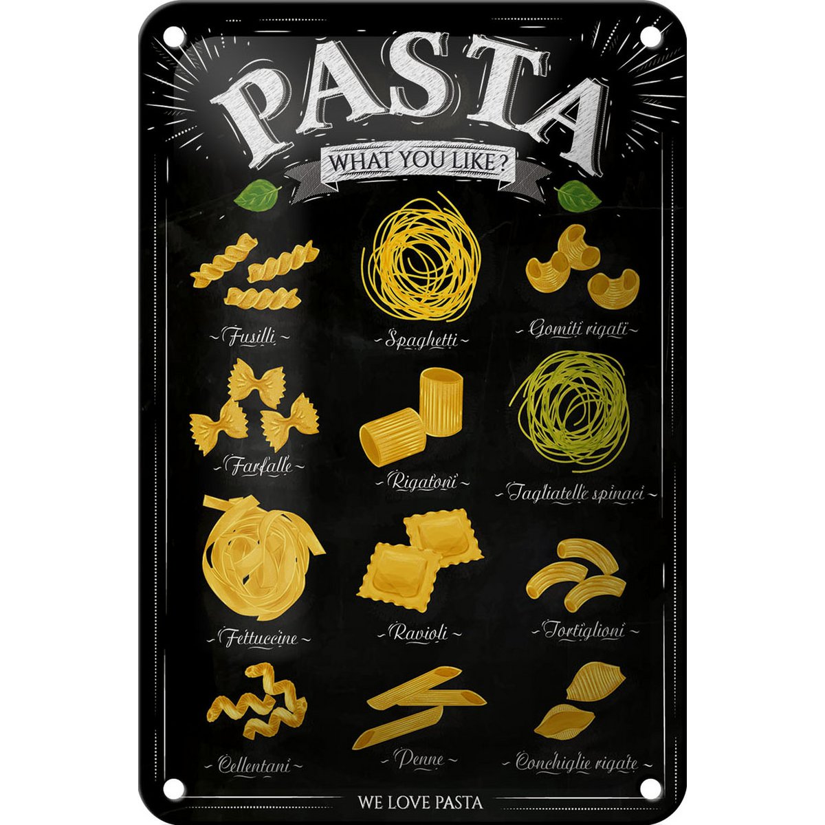 Tin sign pasta 12x18cm pasta what you like food decoration