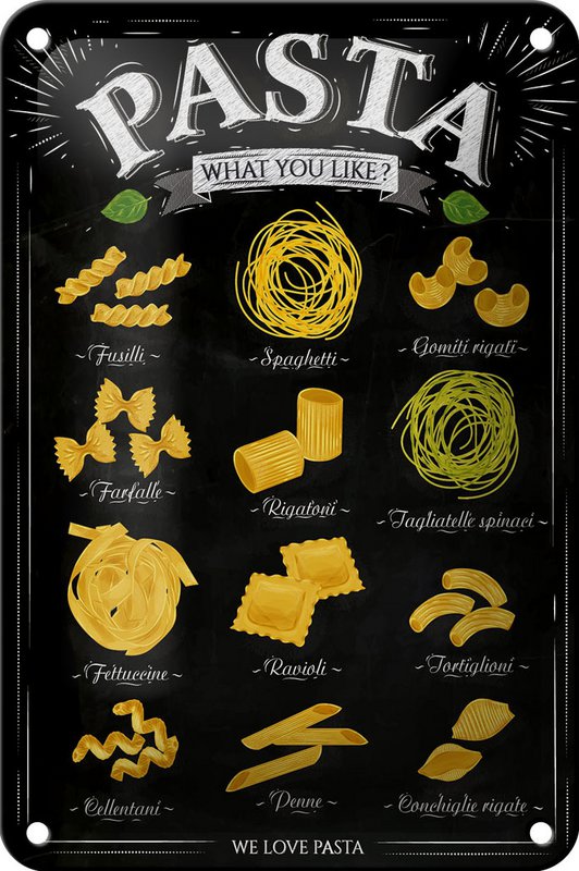 Tin sign pasta 12x18cm pasta what you like food decoration