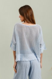 Gennembrudt bomuldsbluse og hørbund REF. 11932