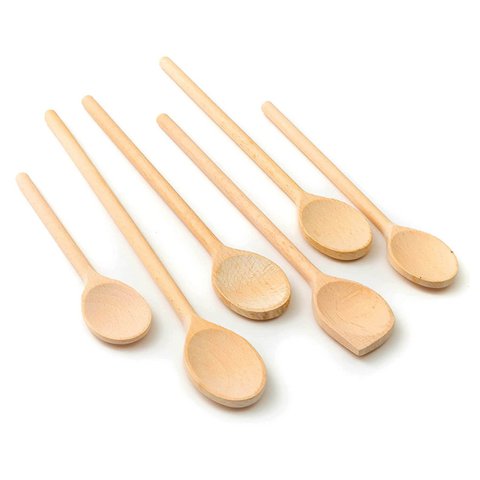 6 Piece Wooden Kitchen Spoon Set 20cm - 35cm