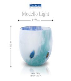 6 Glass Light Water Glass Water and Hand -Handed With Murrine Di Murano, "I Colori di Murano" line 320 ml. Made in Italy