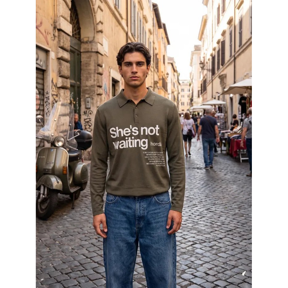 Polo Camo Green 180g Fine Piqué Cotone Made in Italy | Horda