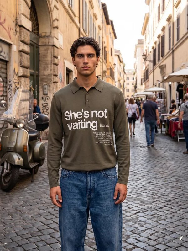 Polo Camo Green 180g Fine Piqué Cotone Made in Italy | Horda