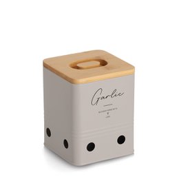Voorraadpot "Knoflook" met bamboe deksel, 1300 ml, metaal, greige, FSC 100%