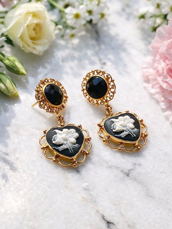Boucles d'oreilles bouquet camée