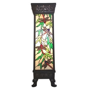 Kolumne Tiffany 30x30x100 cm Beige Green Glass Verleumdung Desk Lampe Tiffany