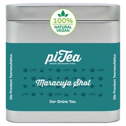  A green tea shot with passion fruit flavor. The product is 100% natural and vegan.