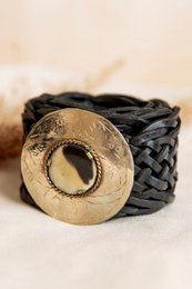 Zwarte lederen riem Neptunus breed