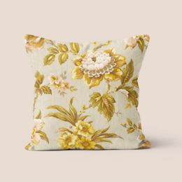 Coussin décoratif vintage fleur jaune polyester 40x40cm 40x67cm - modèle Eva