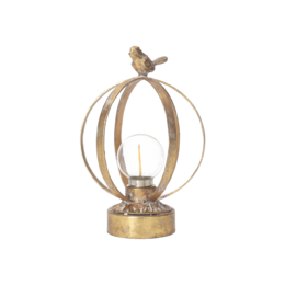 Lampada piccola con uccellino h 20 d 14 cm in metallo