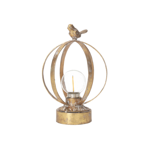 Lampada piccola con uccellino h 20 d 14 cm in metallo