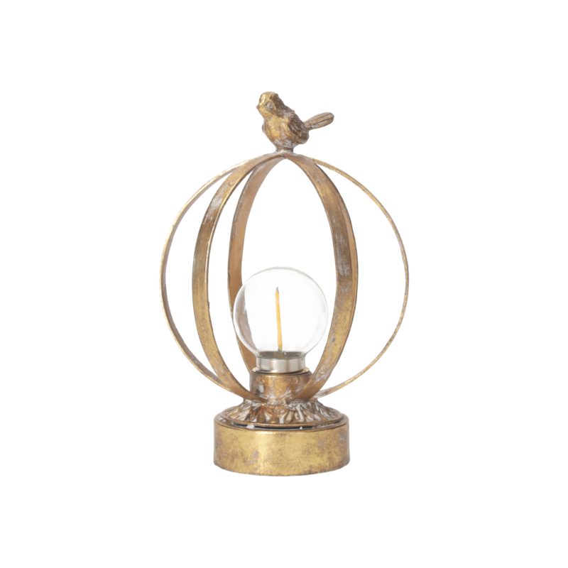 Small lamp with bird h 20 d 14 cm in metal