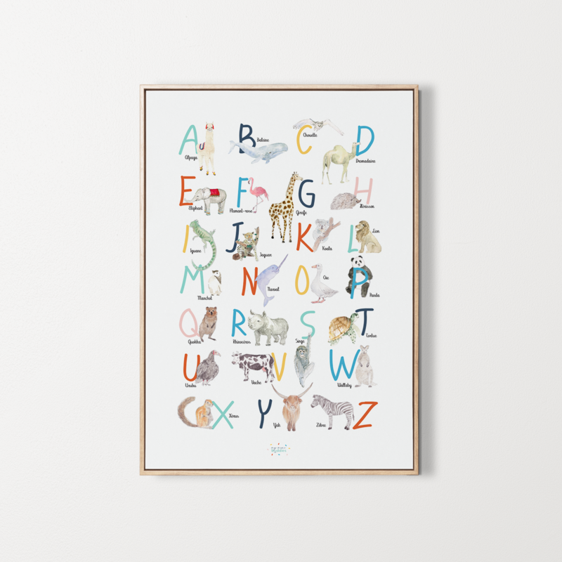 Affiche d'apprentissage Alphabet à l'aquarelle modèle unique