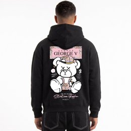 Kapuzenpullover mit Ourson Street-Print Schwarz
