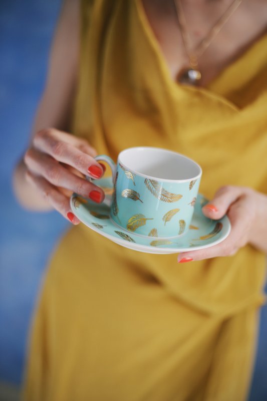 Tazza e piattino Bird Blue
