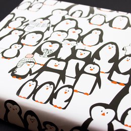 Wrapping paper penguin parade