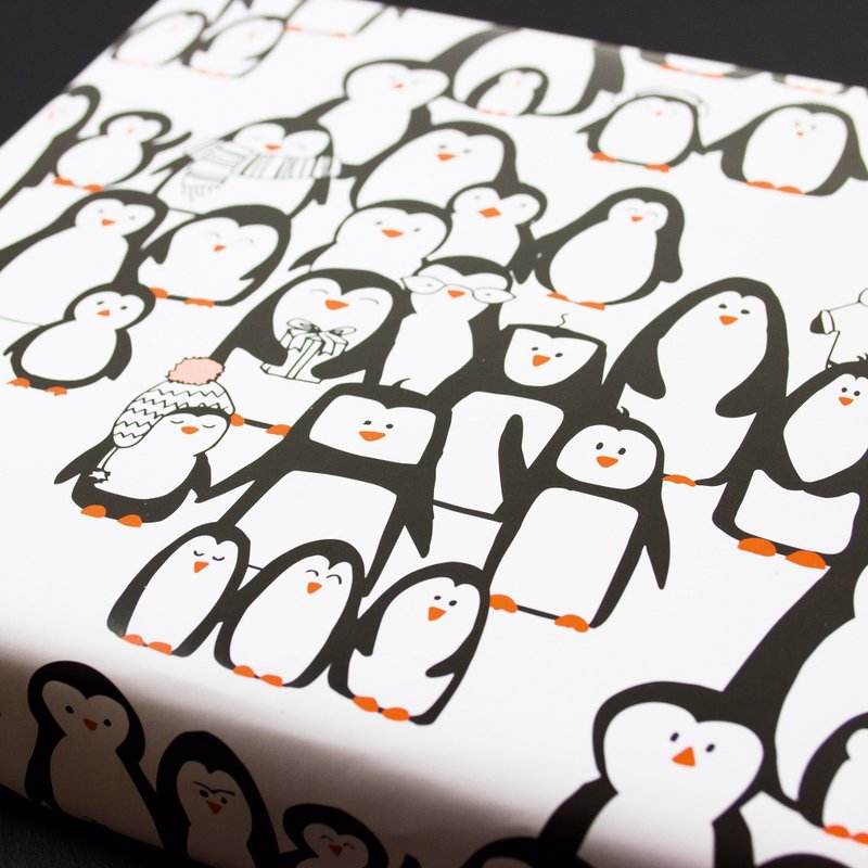 Wrapping paper penguin parade