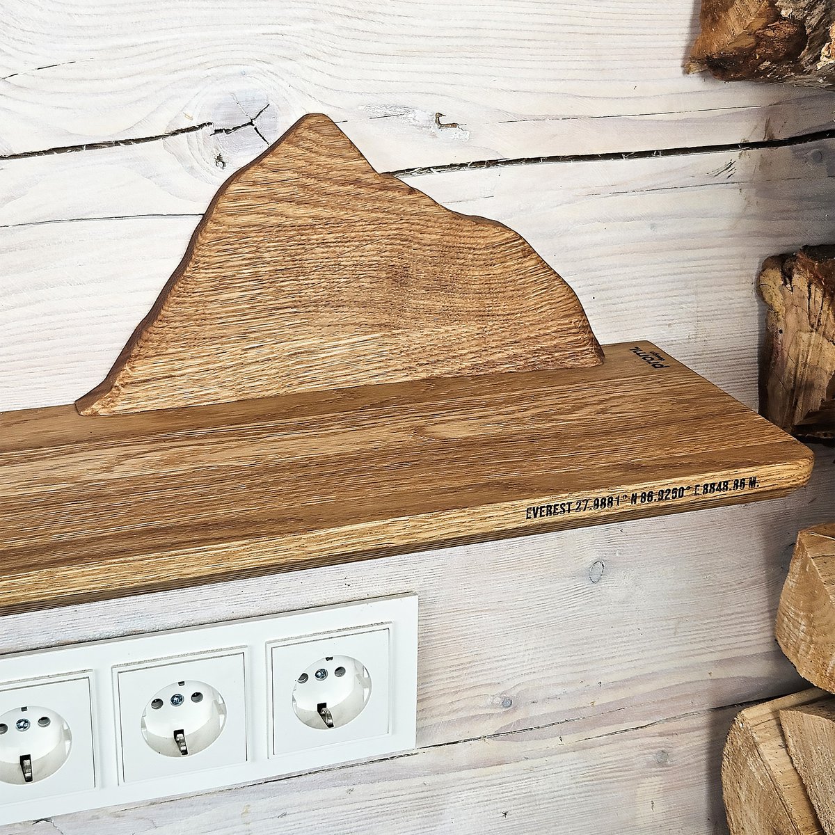 Estante de montaña flotante, decoración de pared de madera rústica para interiores inspirados en la naturaleza