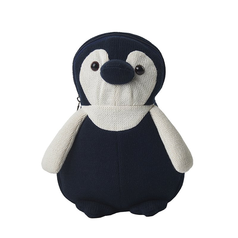 Mochila Pingüi de algodón 100% azul 30X17X21cm