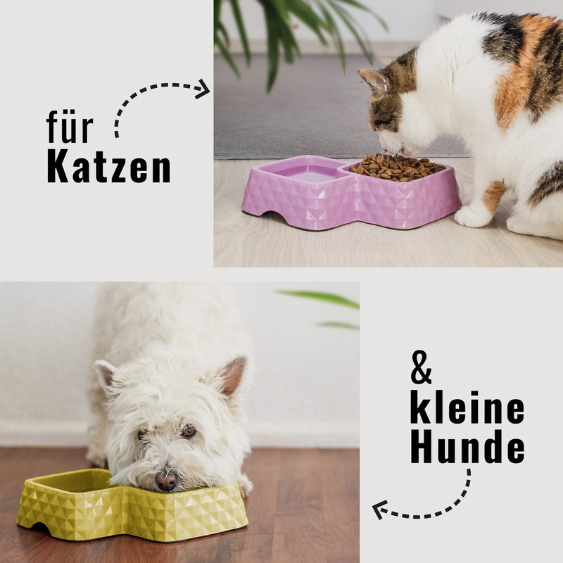 Ne & No® Bamboo Double Bowl para gatos y perros