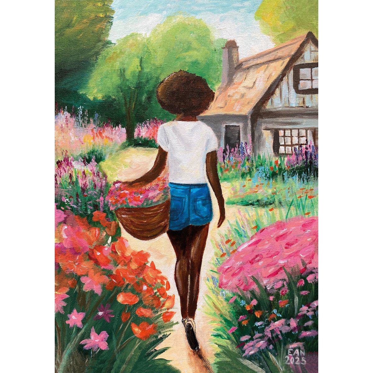 Woman in the Garden Poster A4 | Botanical Art Print | Studio Praise