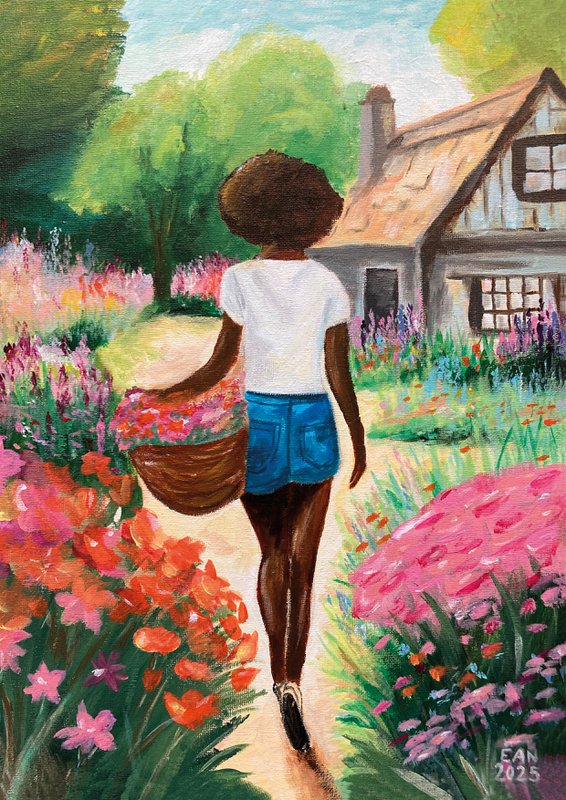 Póster Mujer en el jardín A4 | Impresión de arte botánico ? Elogio del estudio