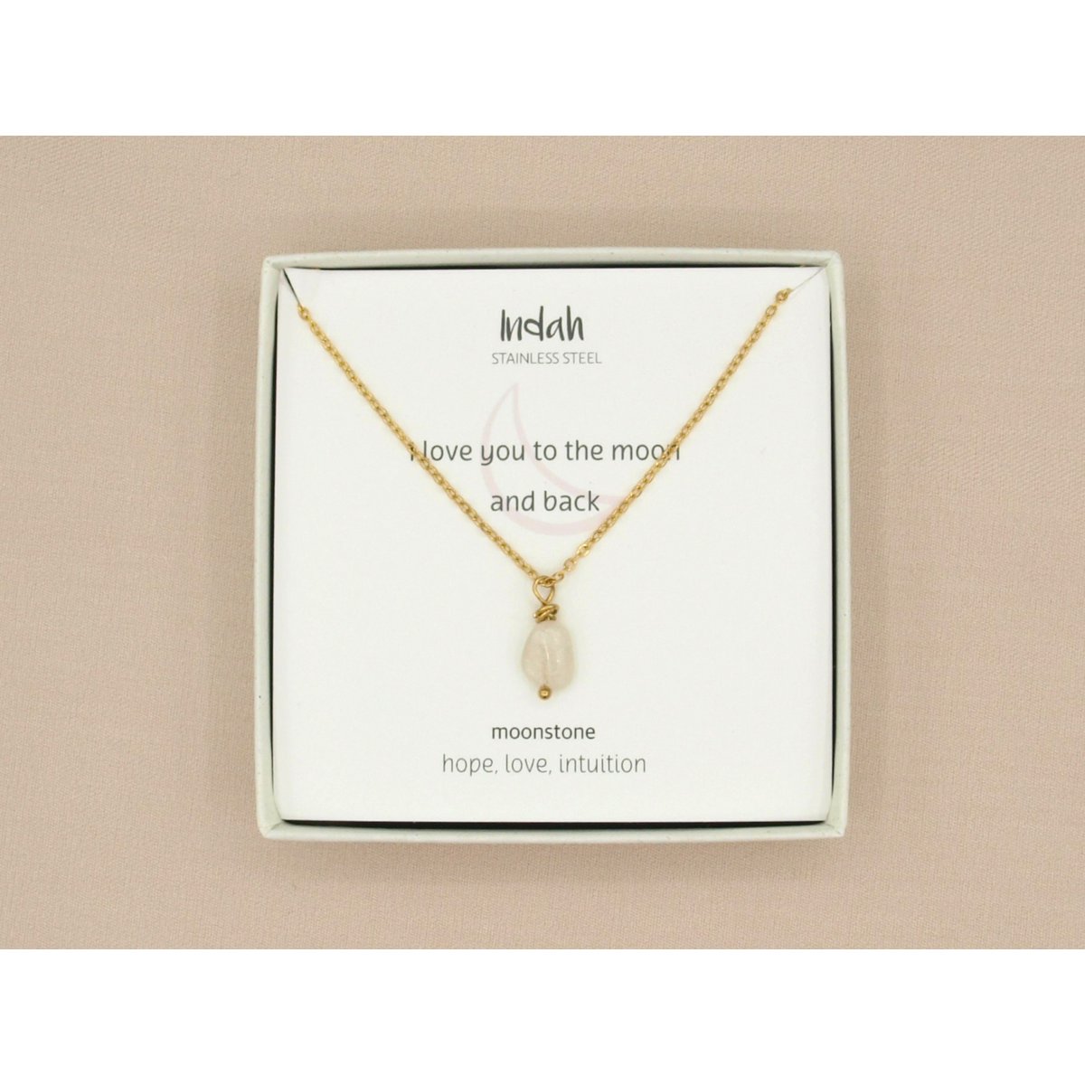 Ketting rock, maansteen, zilver of goud stainless steel