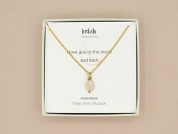 Ketting rock, maansteen, zilver of goud stainless steel