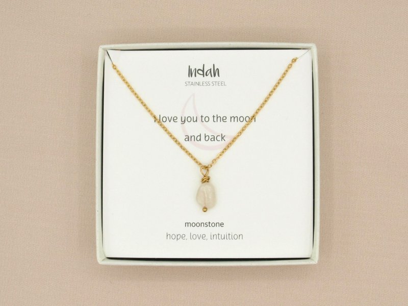 Ketting rock, maansteen, zilver of goud stainless steel