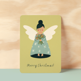 Postcard |  Angel with winter green