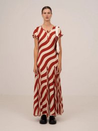 Candycane Stribet rød Maxikjole