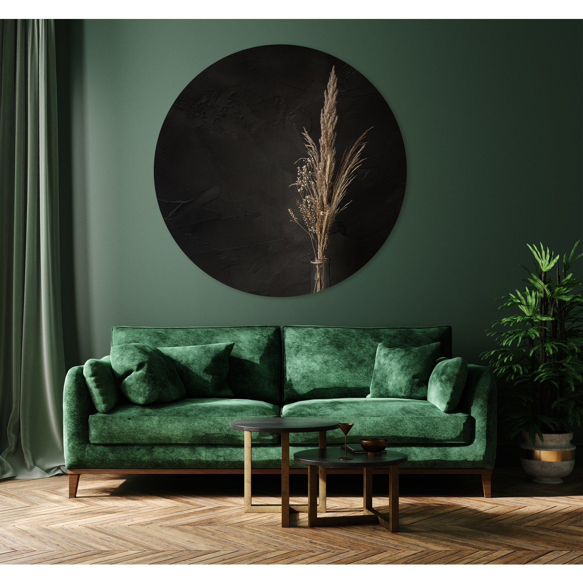 Cercle mural - Fleurs séchées - Qualité Dibond Premium