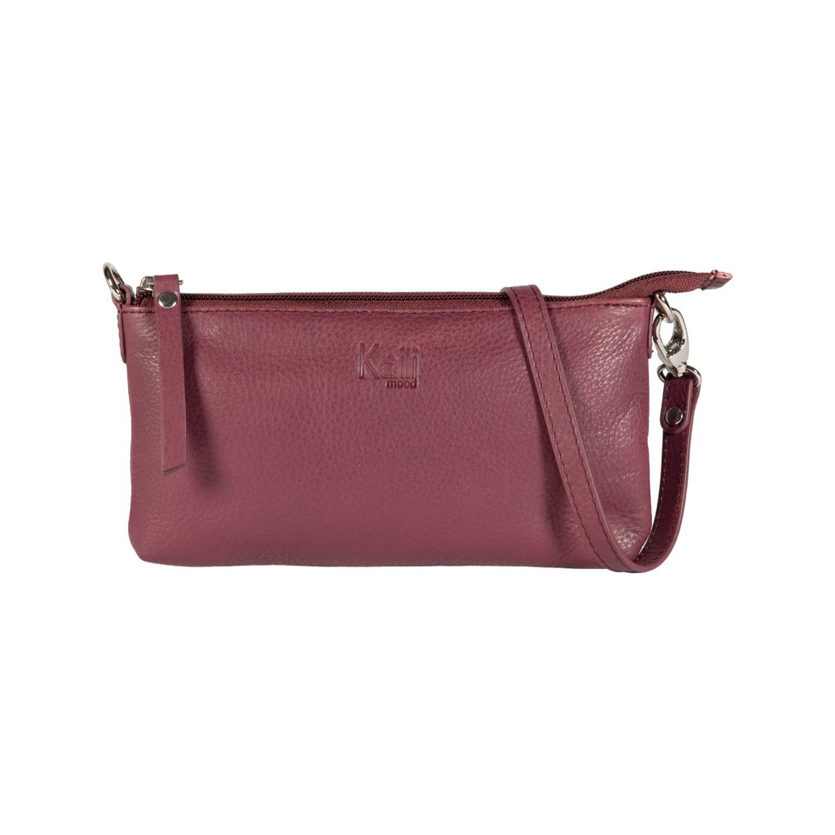 K0013NB | Dameskuldertaske i ægte fuldnarvet læder, med let narvning. Aftagelig skulderrem. Poleret nikkel tilbehør. Mauve farve. Mål: 20 x 10,5 x 2 cm Emballage: Tnt taske