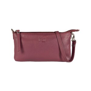 K0013NB | Women's Shoulder Bag in Genuine Full-grain Leather, with light grain. Removable shoulder strap. Polished Nickel Accessories. Mauve colour. Dimensions: 20 x 10.5 x 2 cm. Packaging: Tnt bag