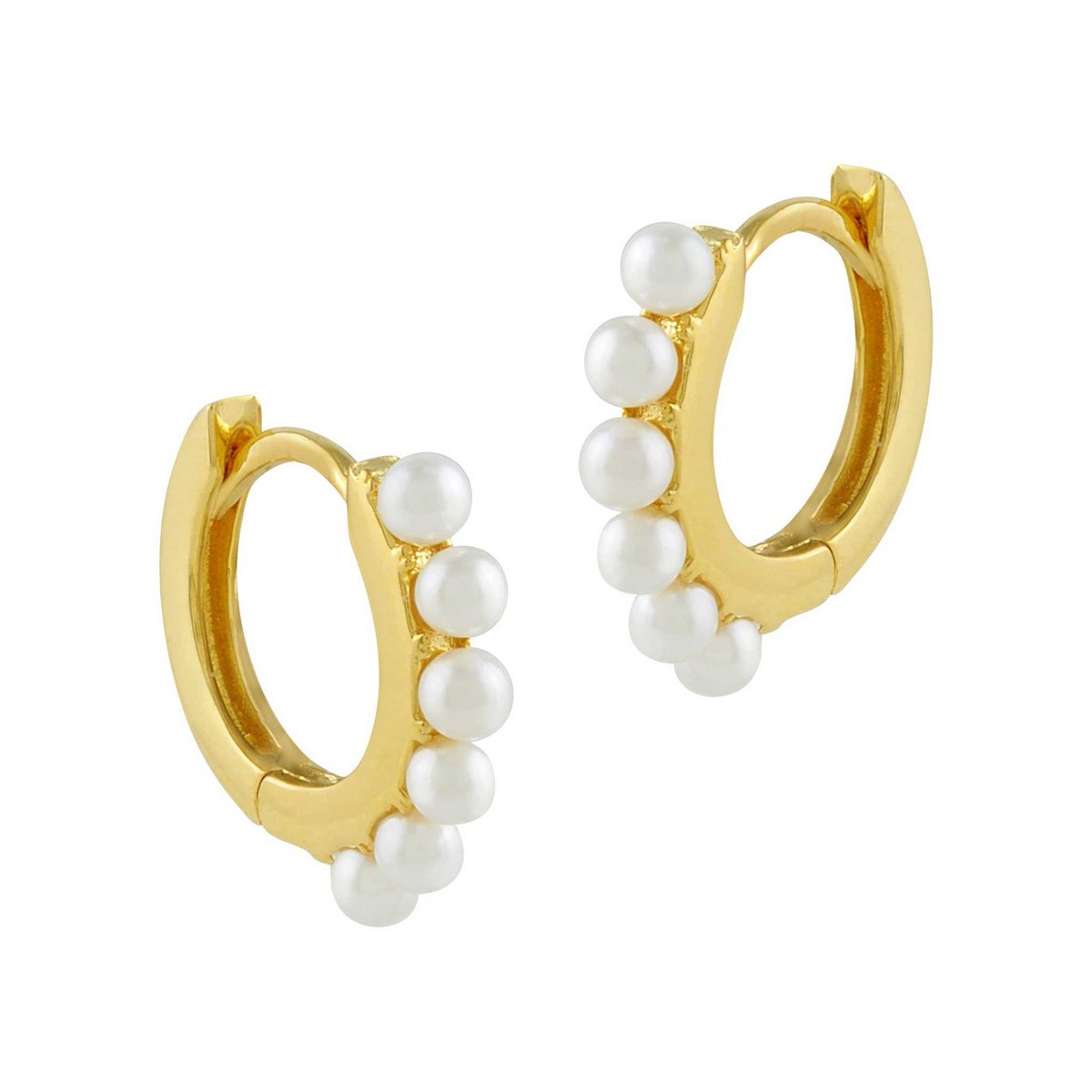 Creole silver and gold earrings with pearls