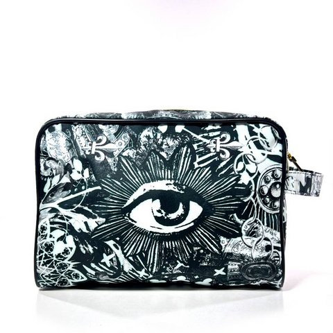 SCHWARZE KULTURTASCHE MIT SCHMETTERLING