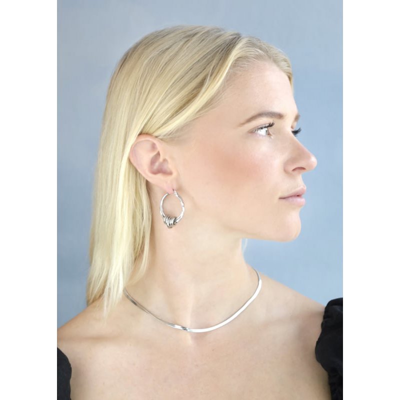 Large double earrings in silver