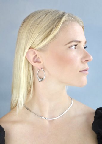 Grote dubbele oorringen zilver