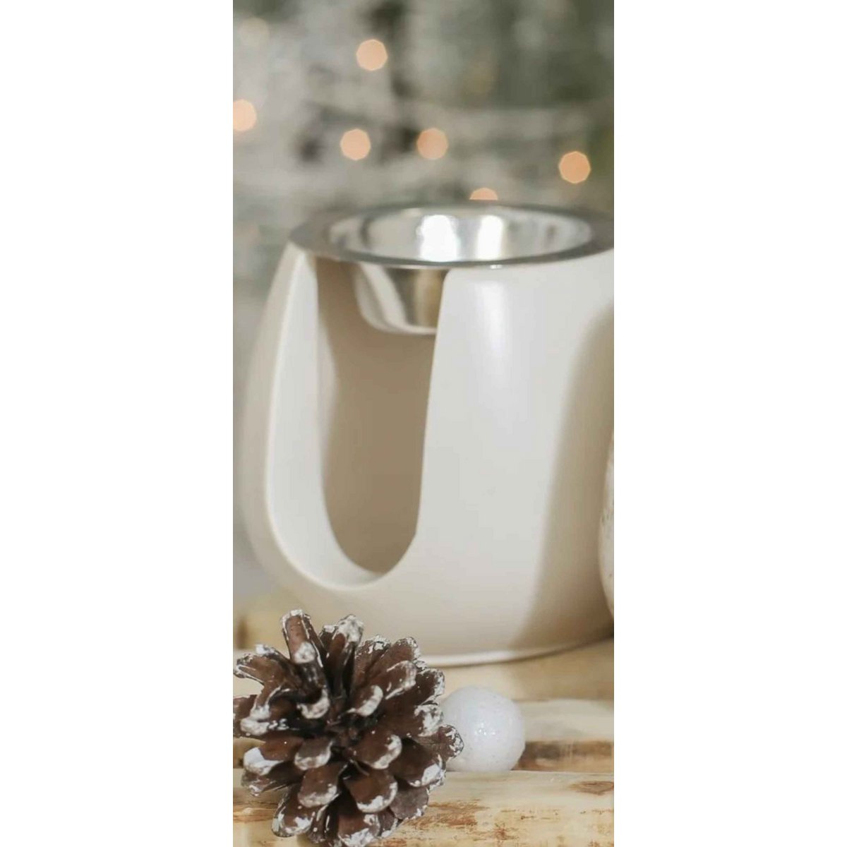 LAVURI® Wax Melter made of cast ceramic, tealight + white metal pot, wax melts not included