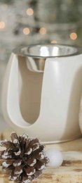 LAVURI® Wax Melter made of cast ceramic, tealight + white metal pot, wax melts not included