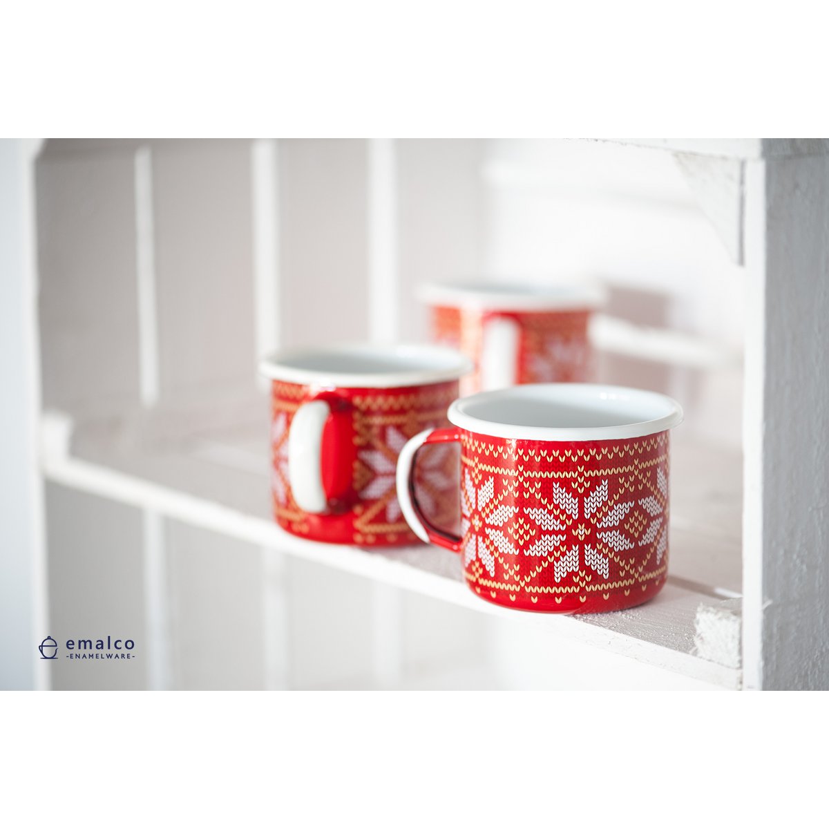 taza de café esmaltada roja 0,35l | Navidad