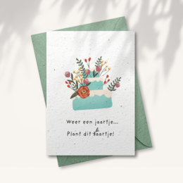 Tarjeta de felicitación de papel con semillas - Pastel de cumpleaños
