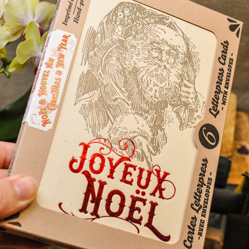 Box of 6 Christmas and New Year Letterpress Cards (with envelopes)
