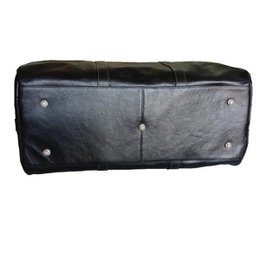 Handmade Black Leather Travel Bag – Artisan 22.8" (58cm) "Obsidian" Duffle with Protective Base Rivets & Executive Finish