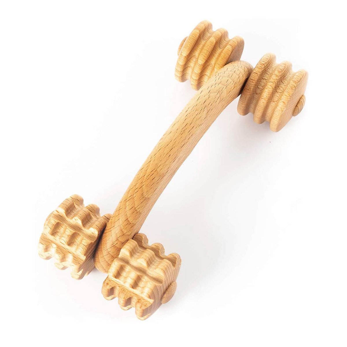 Masajeador de mano de madera para espalda, cuello, hombro, rodillo de masaje corporal, 18 x 7 x 6 cm