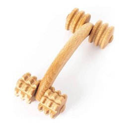 Træ håndholdt massager til ryg nakke skulder krop massage rulle 18 x 7 x 6 cm