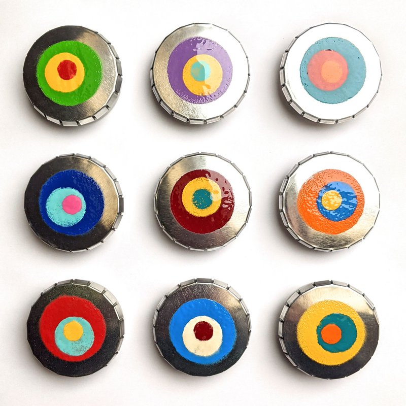 Click-Klack-doses 9-set zilverkleurig, motief "RetroBlume"