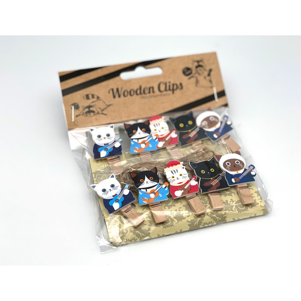 Musizierende Katzen Wooden Clips