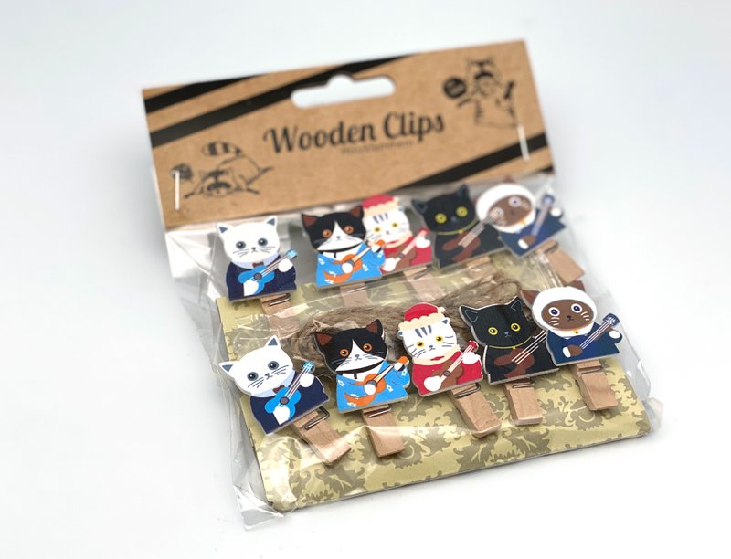 Musizierende Katzen Wooden Clips
